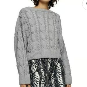 Topshop Light Gray Cable Knit Sweater